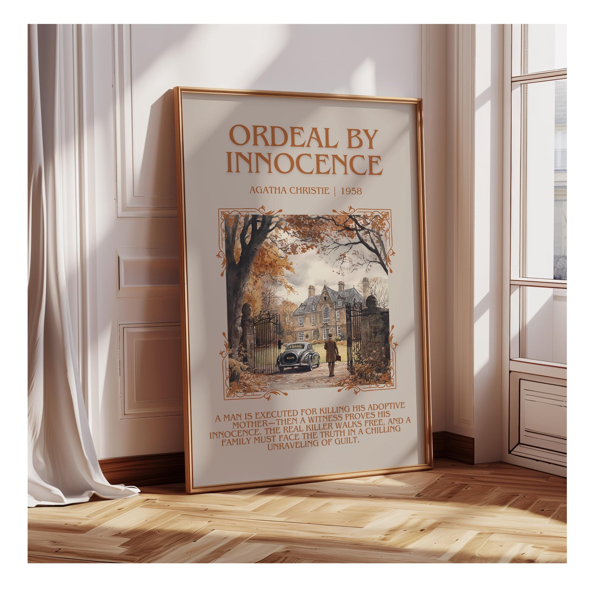 Ordeal By Innocence by Agatha Christie | Descriptive Book Poster | Blurby