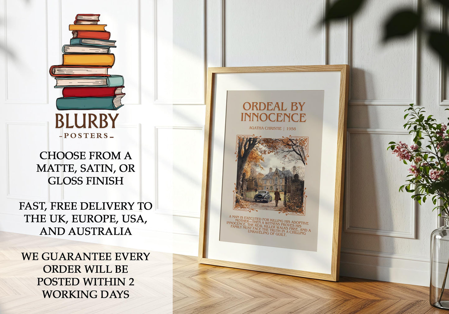 Ordeal By Innocence by Agatha Christie | Descriptive Book Poster | Blurby