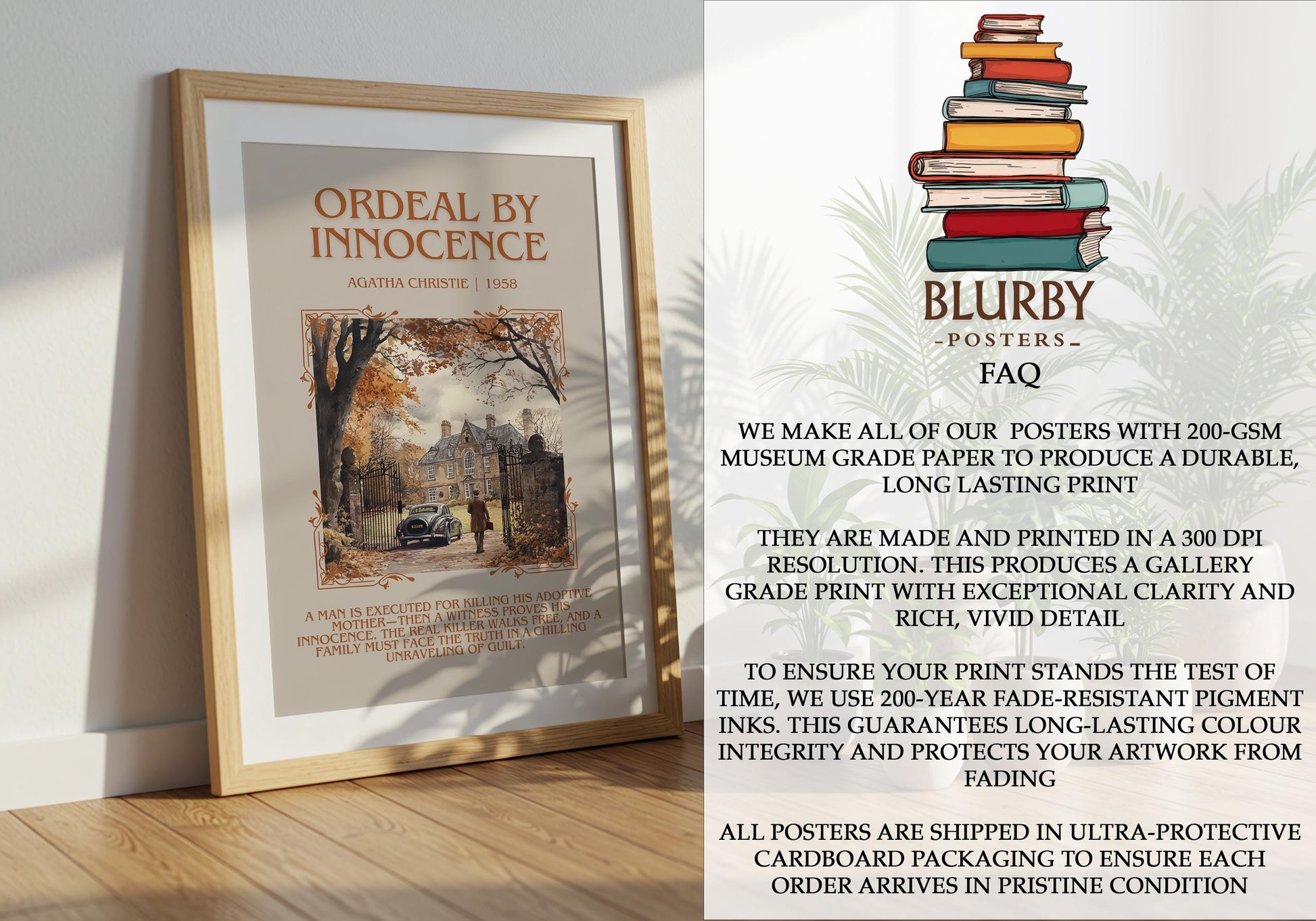 Ordeal By Innocence by Agatha Christie | Descriptive Book Poster | Blurby