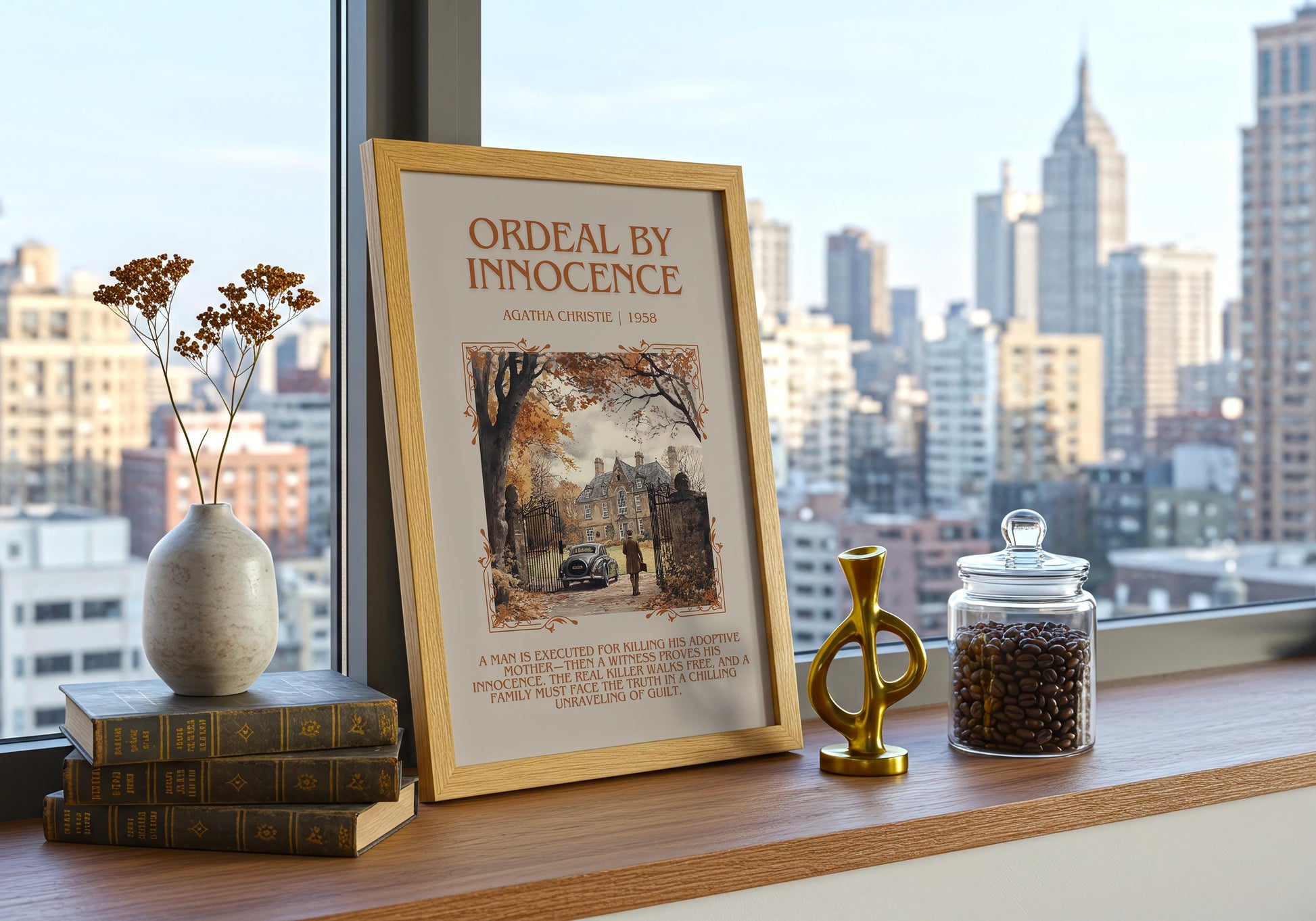 Ordeal By Innocence by Agatha Christie | Descriptive Book Poster | Blurby
