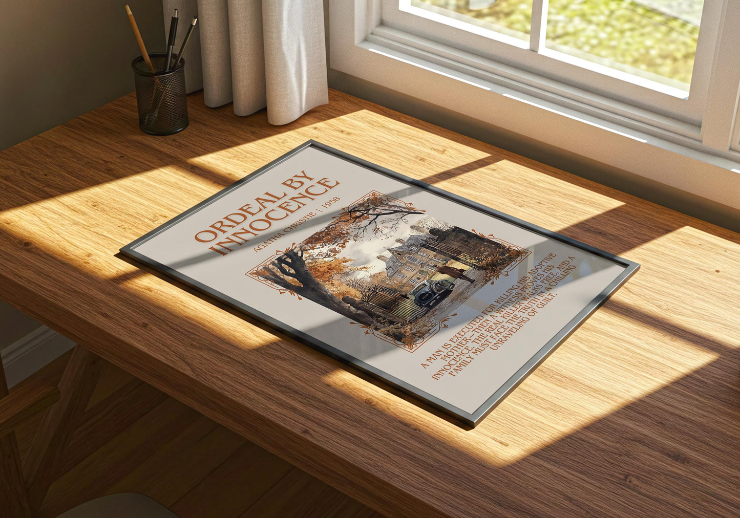 Ordeal By Innocence by Agatha Christie | Descriptive Book Poster | Blurby