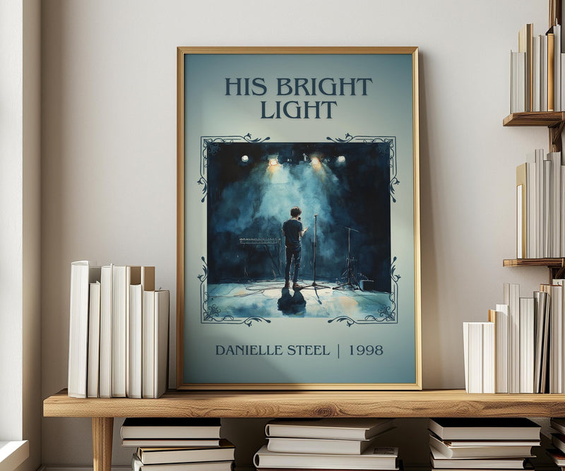 His Bright Light classic book art print in frame leaning in hallway – memoir wall art