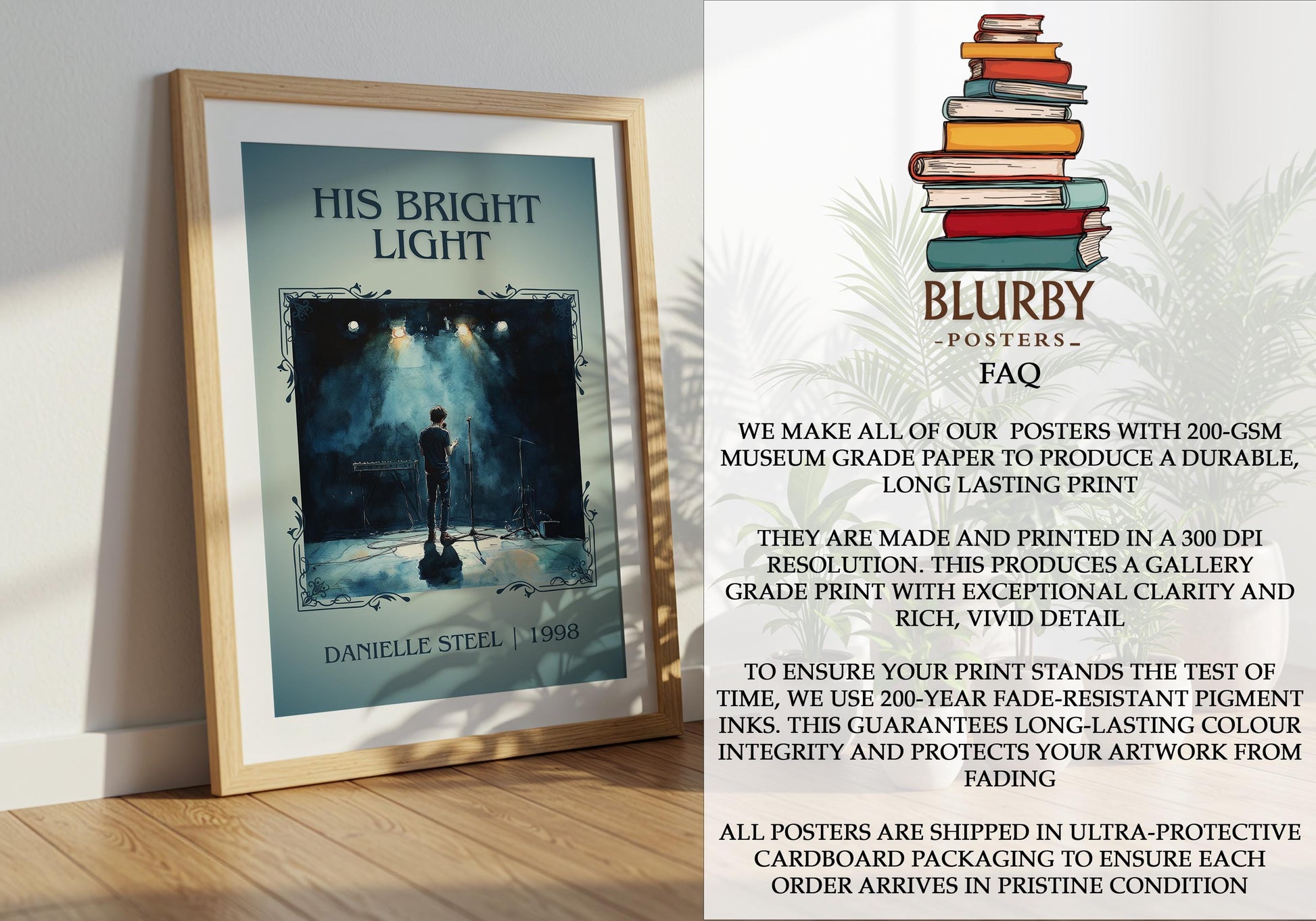 His Bright Light by Danielle Steel | Descriptive Book Poster | Minimalist