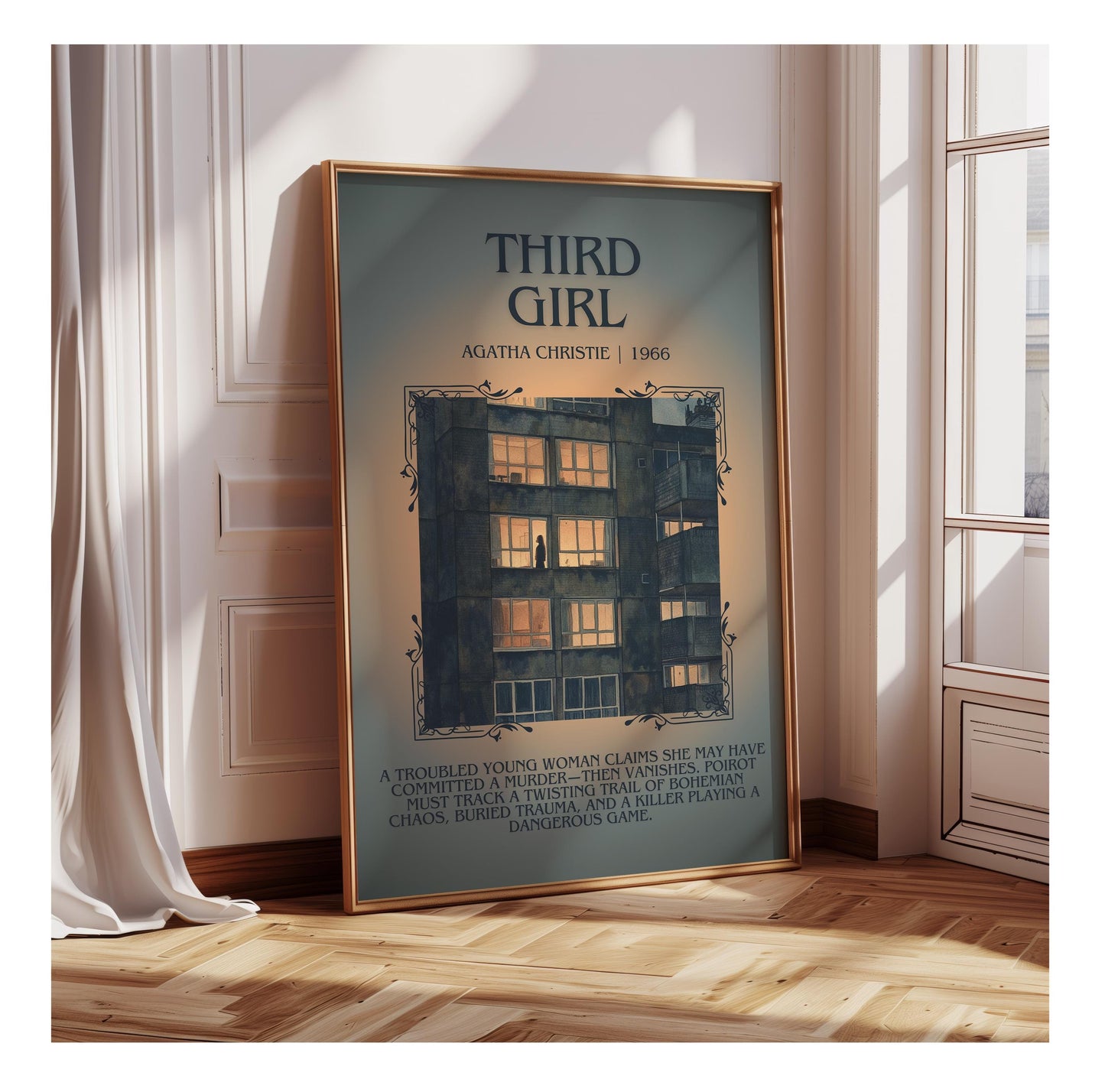 Third Girl by Agatha Christie | Descriptive Book Poster | Blurby