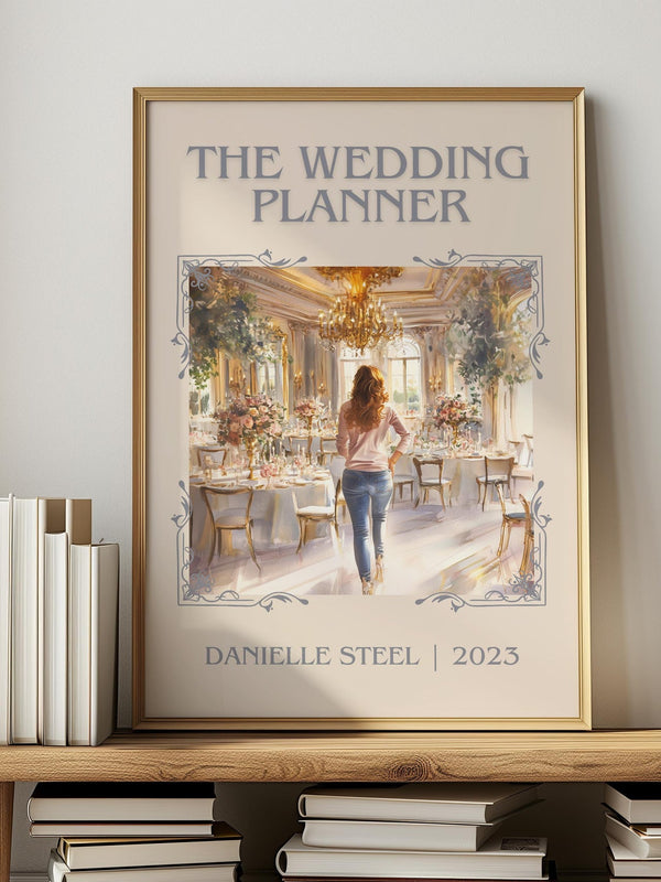 The Wedding Planner classic book art print in frame leaning in hallway – romance wall art
