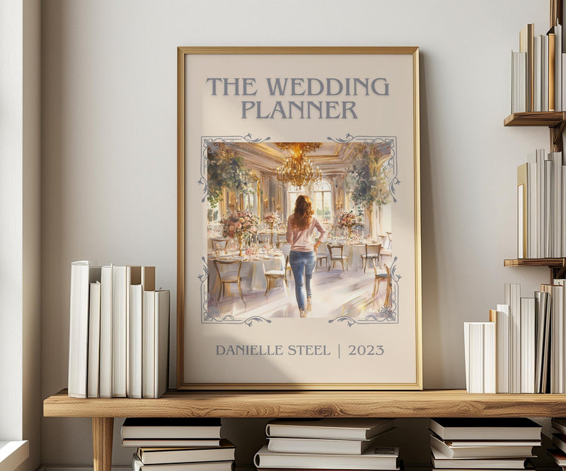 The Wedding Planner classic book art print in frame leaning in hallway – romance wall art