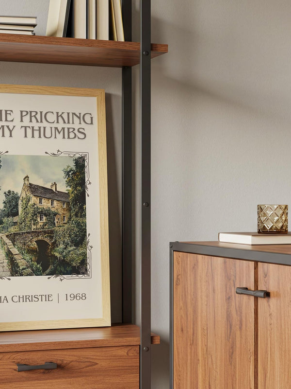 By the Pricking of My Thumbs classic book art print framed by window – literary home decor