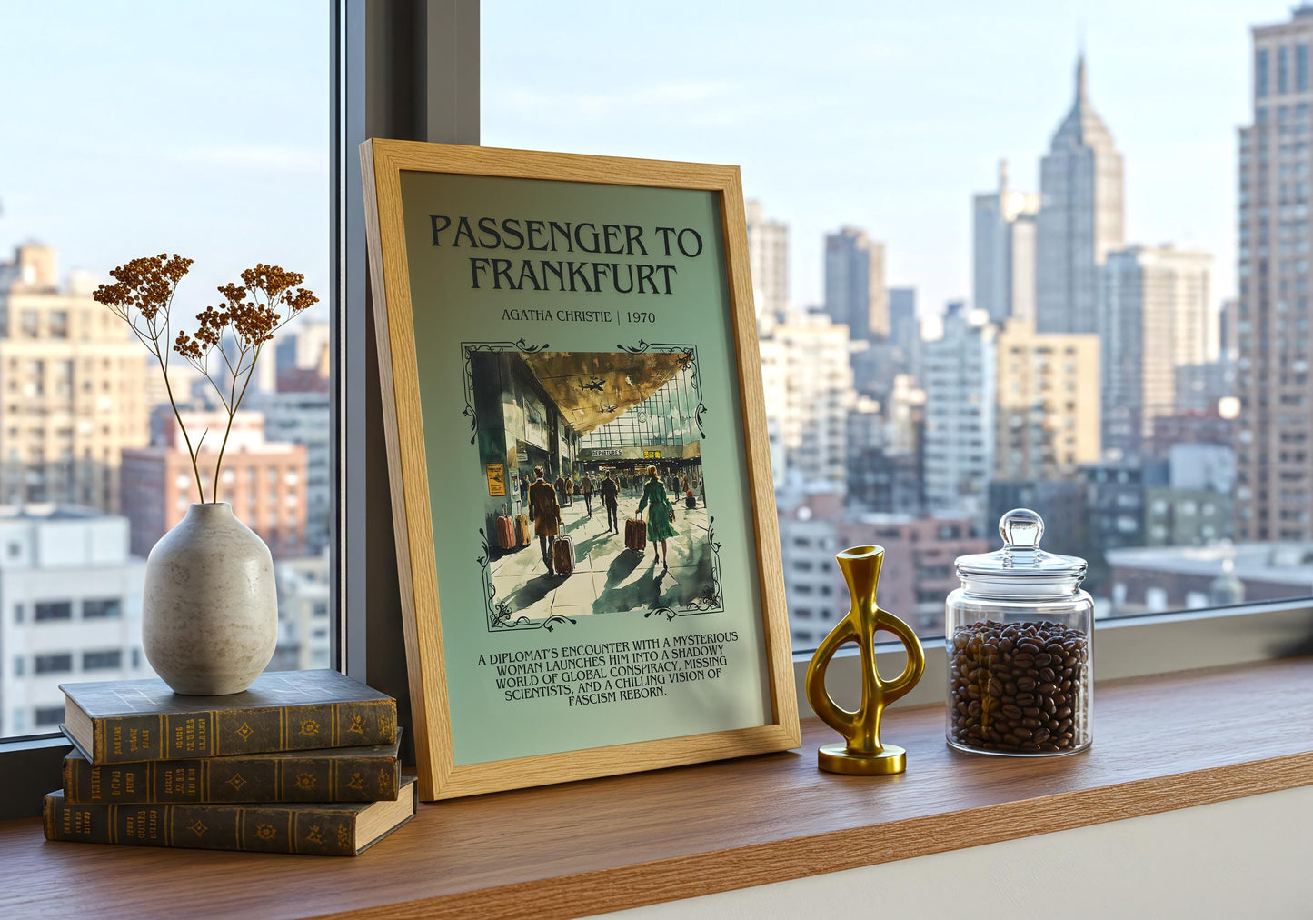Passenger To Frankfurt by Agatha Christie | Descriptive Book Poster | Blurby