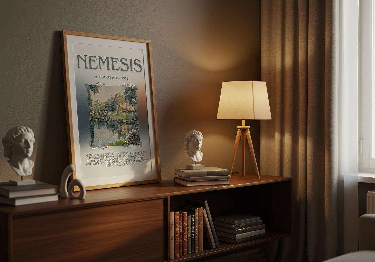 Nemesis by Agatha Christie | Descriptive Book Poster | Blurby