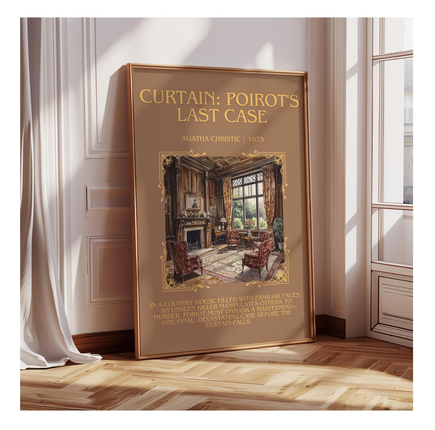 Curtain: Poirot's Last Case by Agatha Christie | Descriptive Book Poster | Blurby