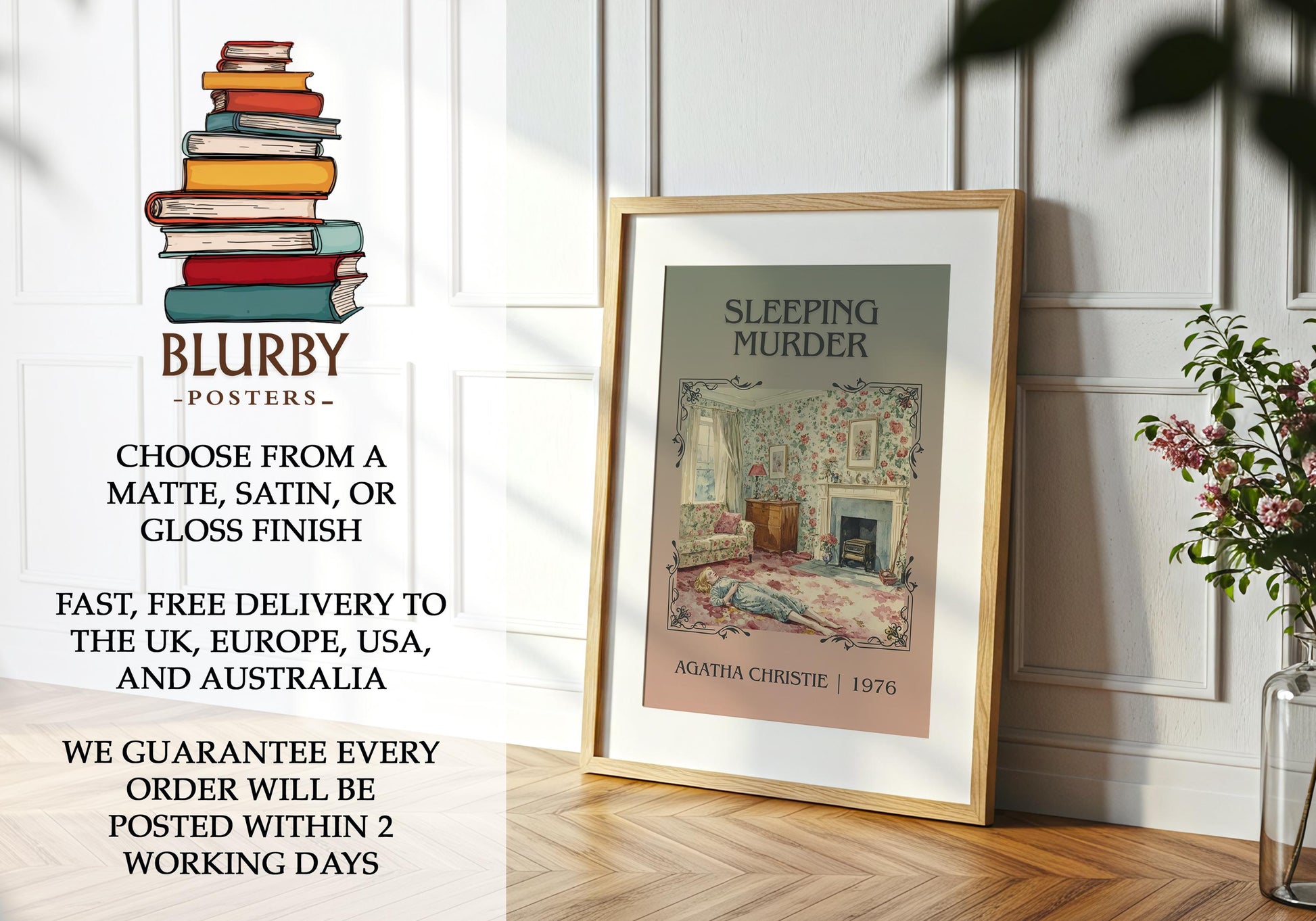 Sleeping Murder by Agatha Christie | Descriptive Book Poster | Minimalist