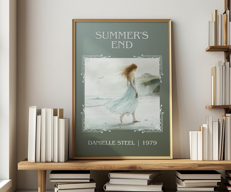 Summer's End classic book art print in frame leaning in hallway – romance wall art