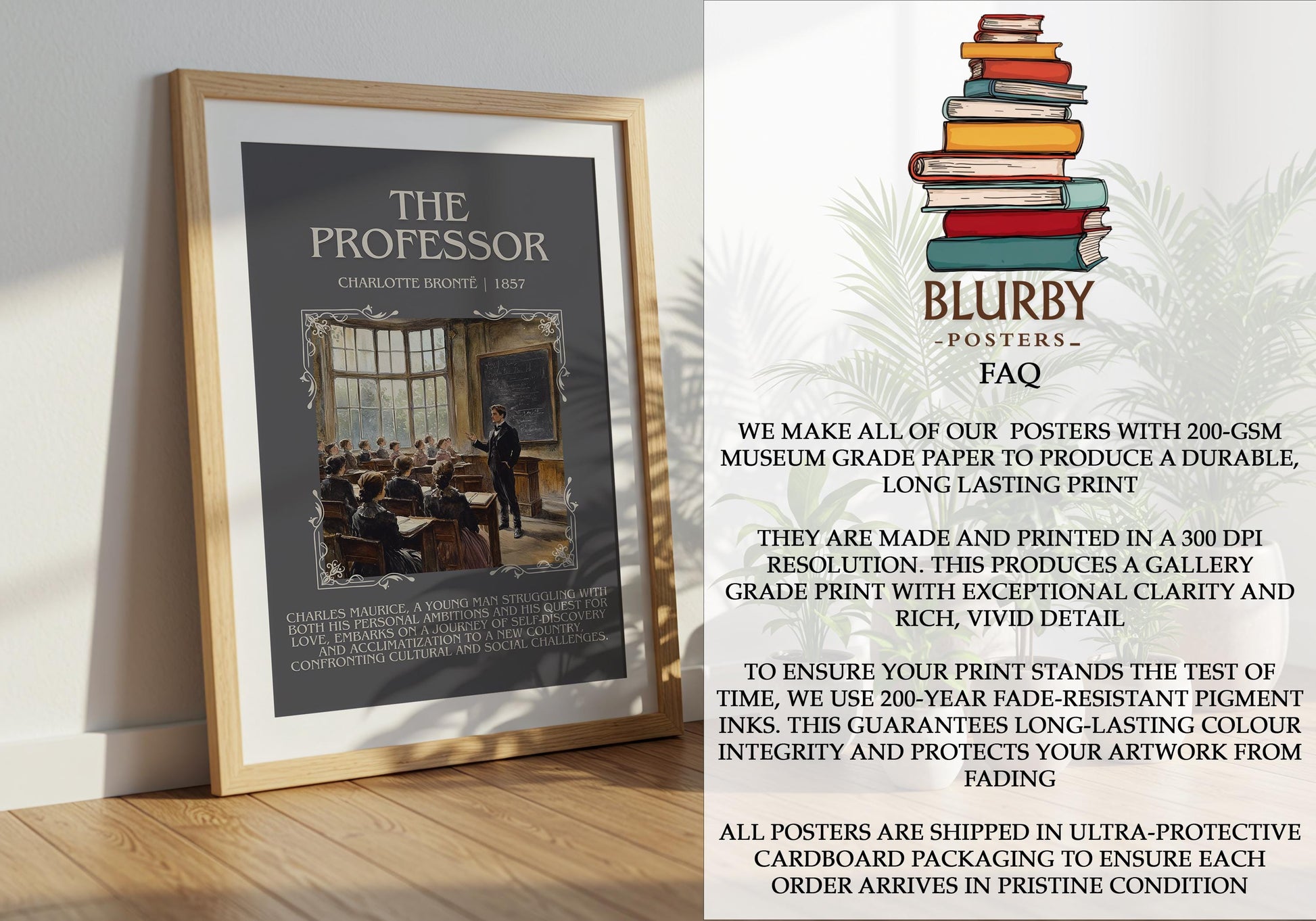 The Professor by Charlotte Bronte | Descriptive Book Poster | Blurby