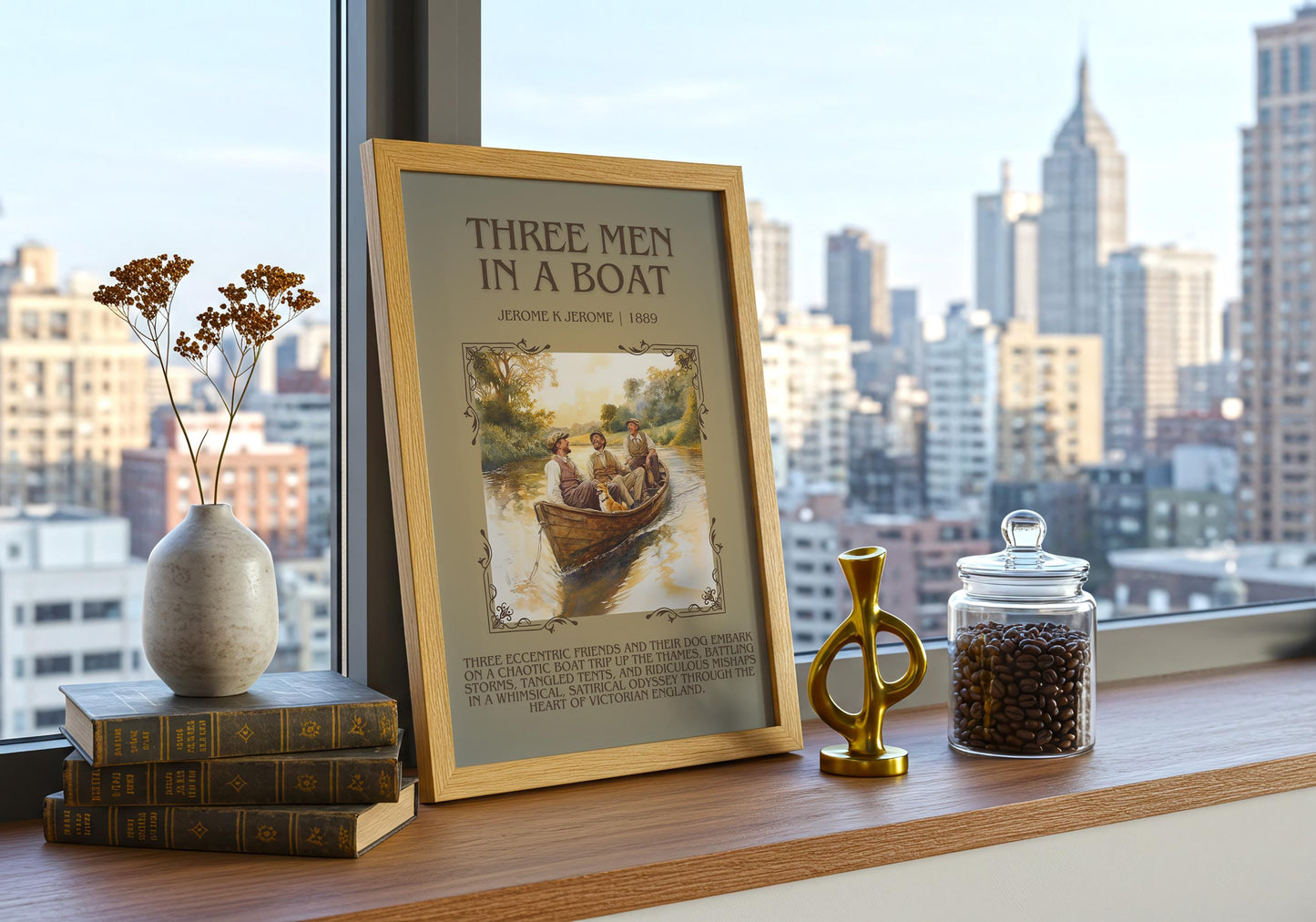 Three Men In A Boat by Jerome K Jerome | Descriptive Book Poster | Blurby