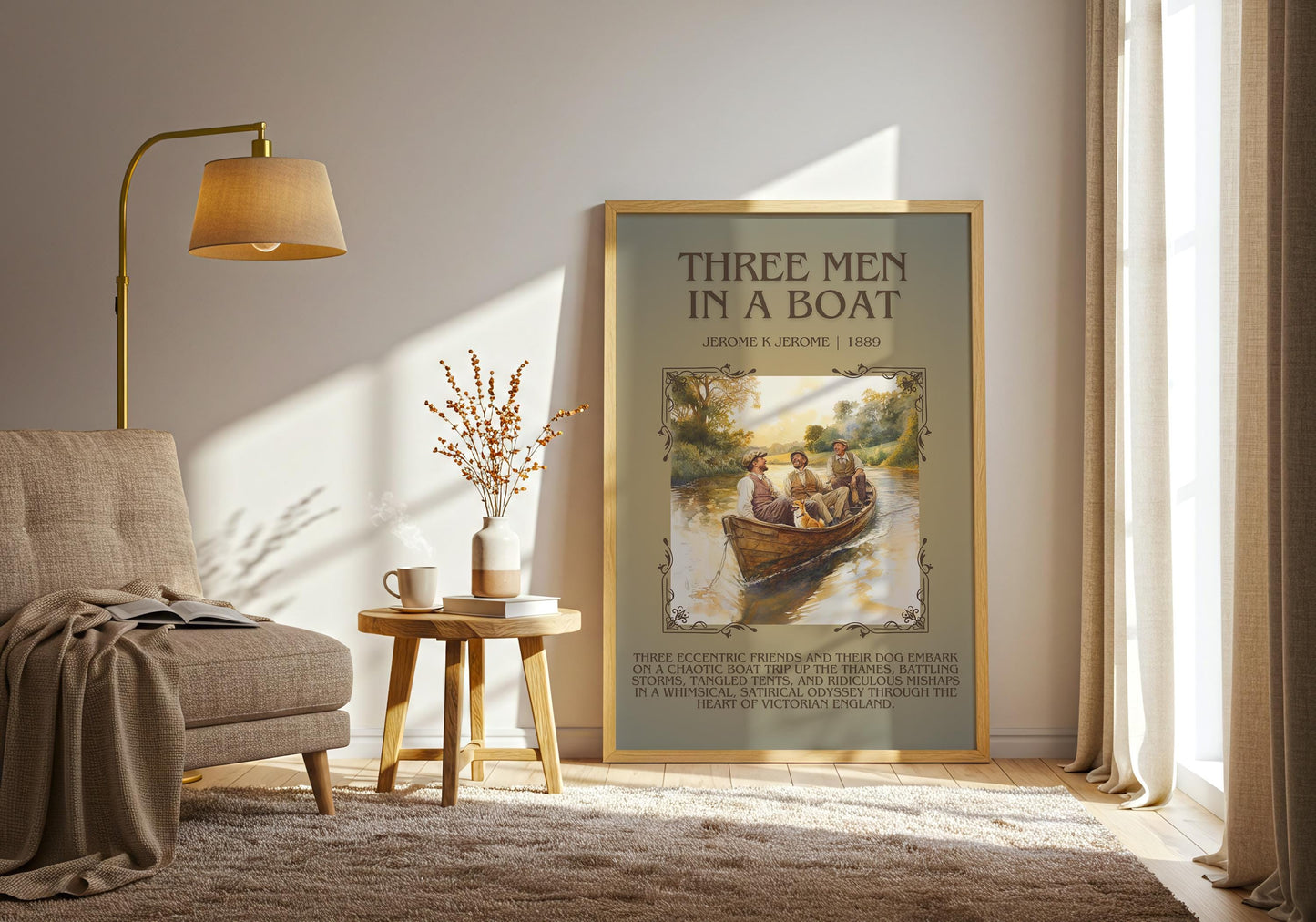 Three Men In A Boat by Jerome K Jerome | Descriptive Book Poster | Blurby