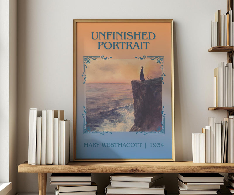 Unfinished Portrait classic book art print in frame leaning in hallway – romance wall art