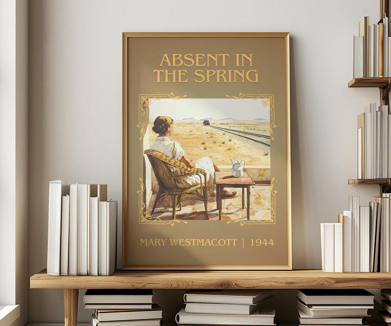 Absent In The Spring classic book art print in frame leaning in hallway – romance wall art