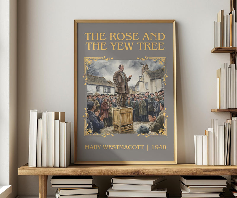 The Rose And The Yew Tree classic book art print in frame leaning in hallway – romance wall art