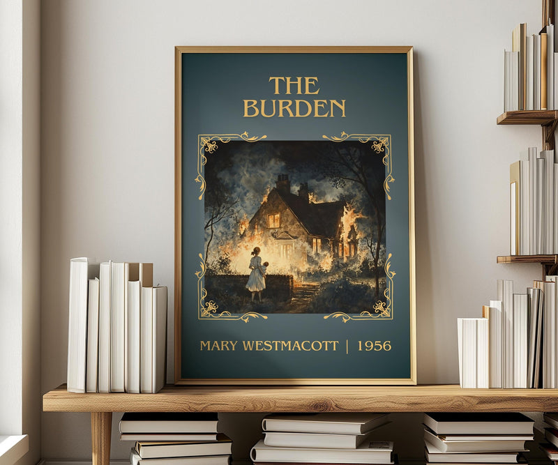 The Burden classic book art print in frame leaning in hallway – romance wall art