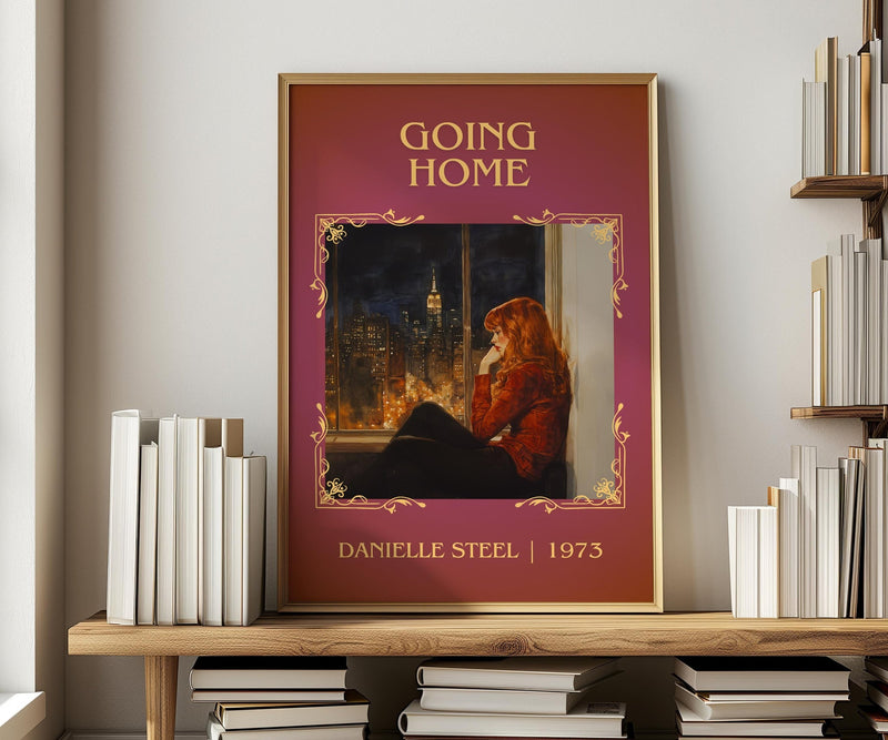 Going Home classic book art print in frame leaning in hallway – romance wall art