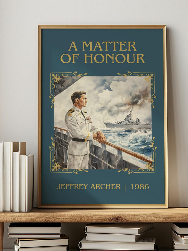 A Matter Of Honour classic book art print in frame leaning in hallway – thriller wall art