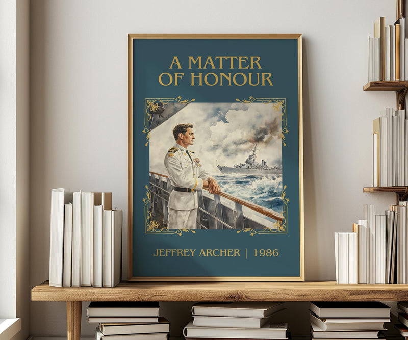 A Matter Of Honour classic book art print in frame leaning in hallway – thriller wall art