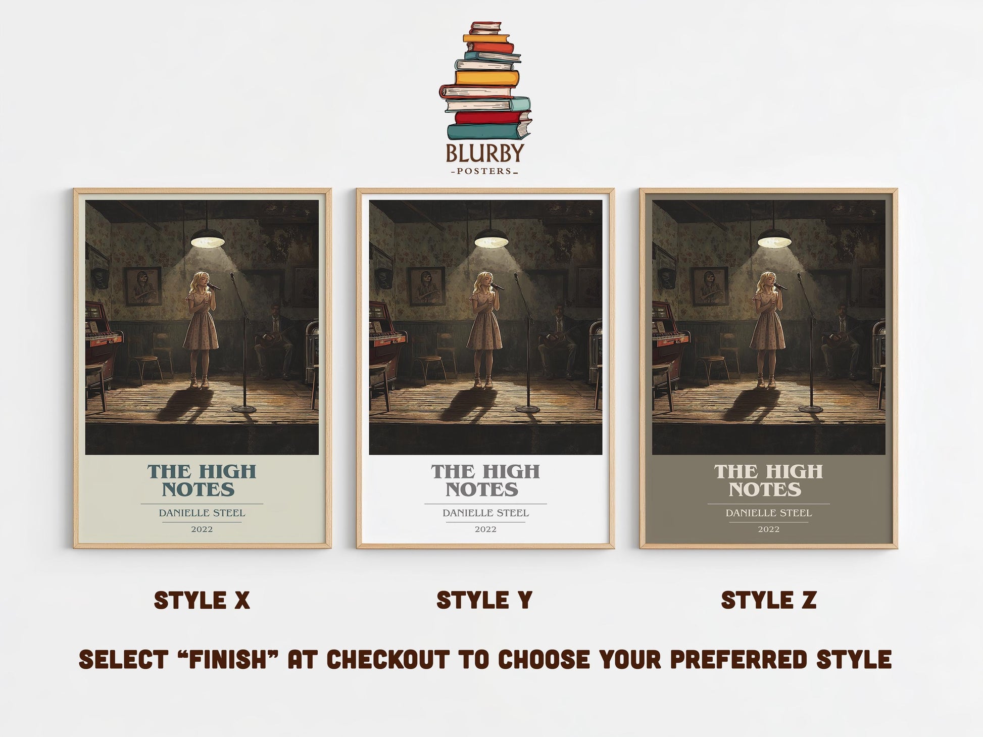 The High Notes book cover poster colour and style options – Danielle Steel book art