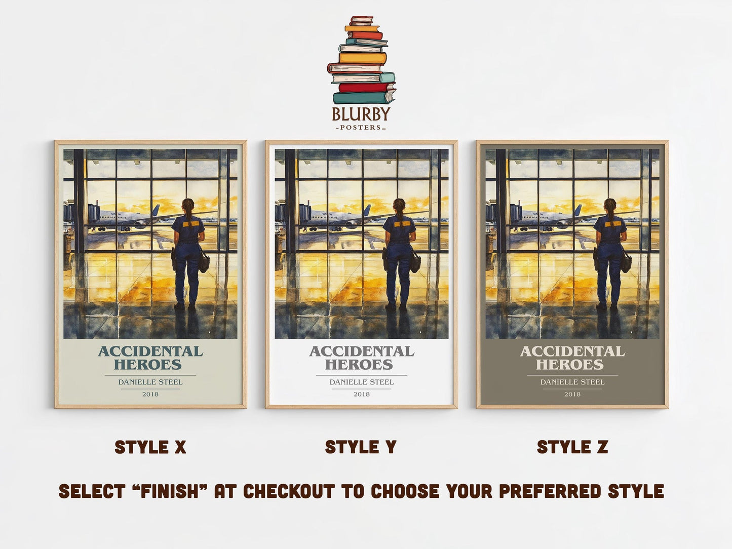 Accidental Heroes book cover poster colour and style options – Danielle Steel book art