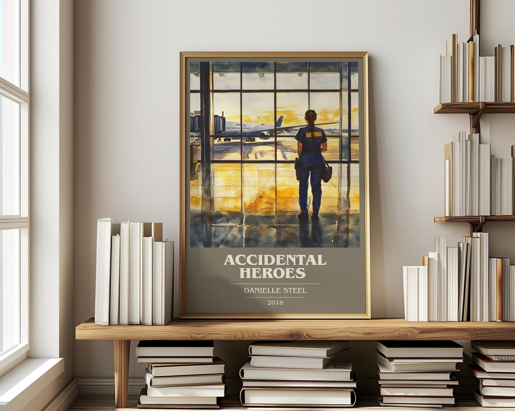 Accidental Heroes book cover print on bookshelf – Danielle Steel fan gift
