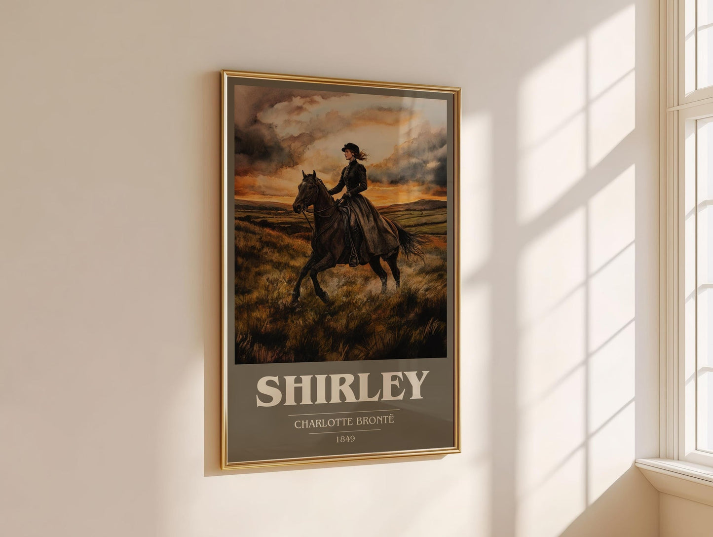 Shirley book cover print framed by window – literary home decor