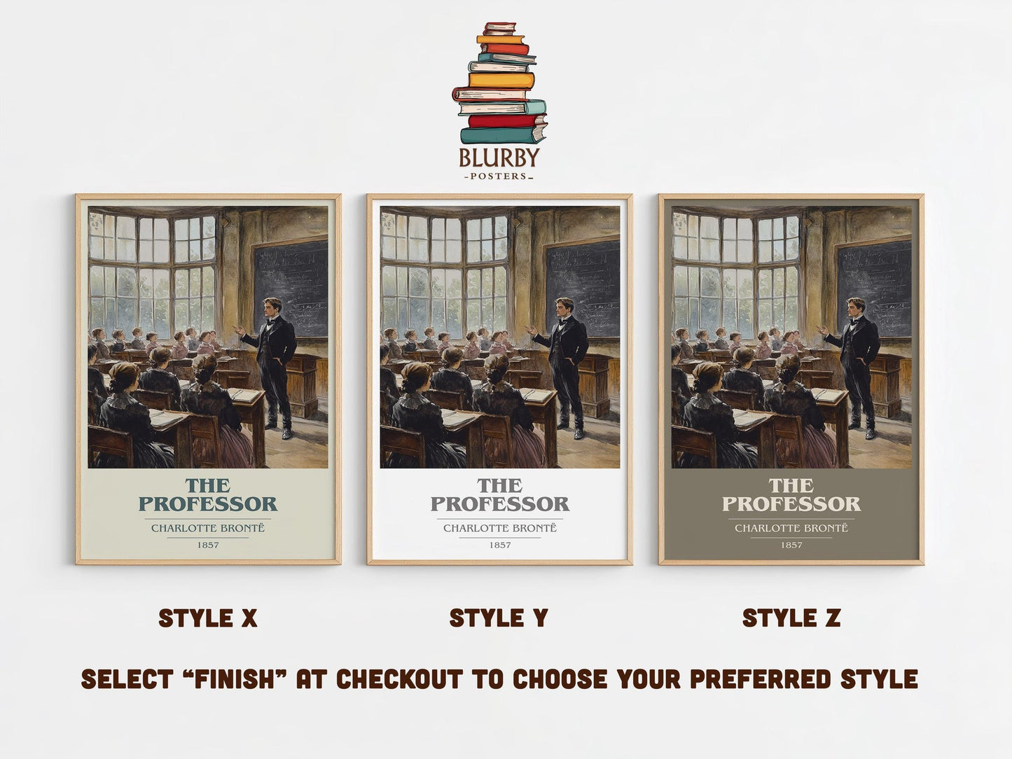 The Professor book cover poster colour and style options – Charlotte Bronte book art
