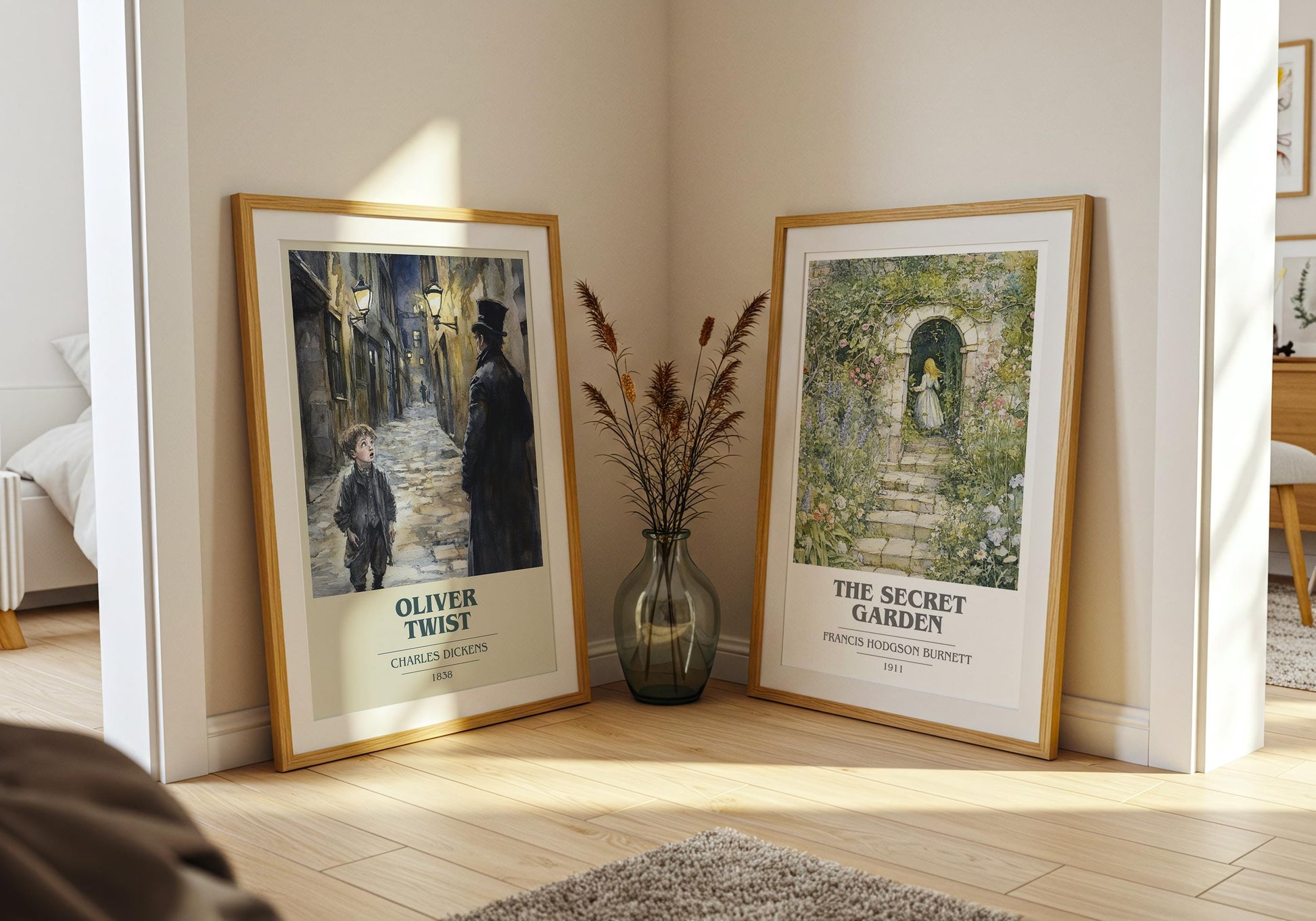 Oliver Twist book cover poster paired in gallery wall – literary art prints