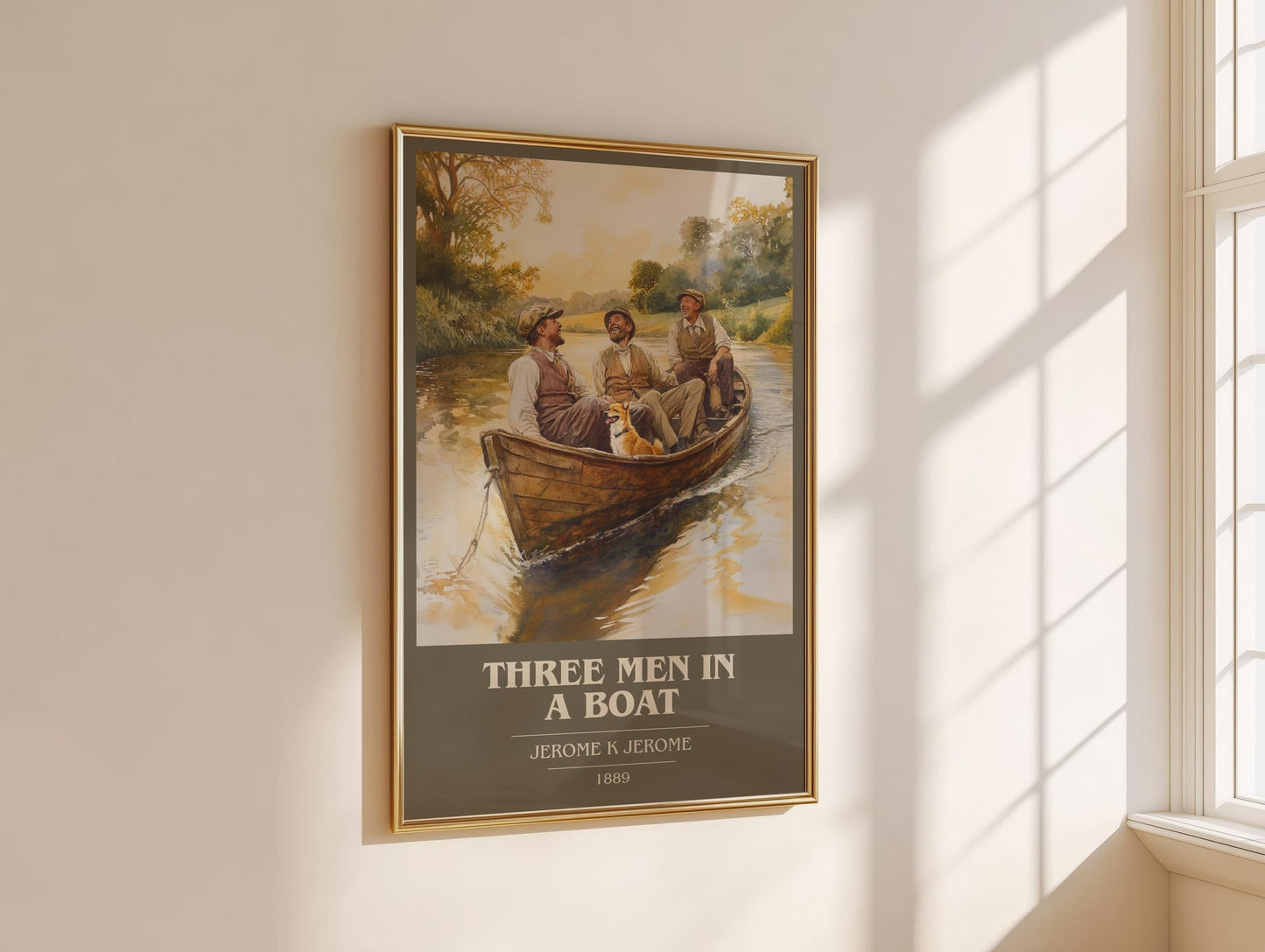 Three Men in a Boat book cover book poster framed on wall – classic literature wall art