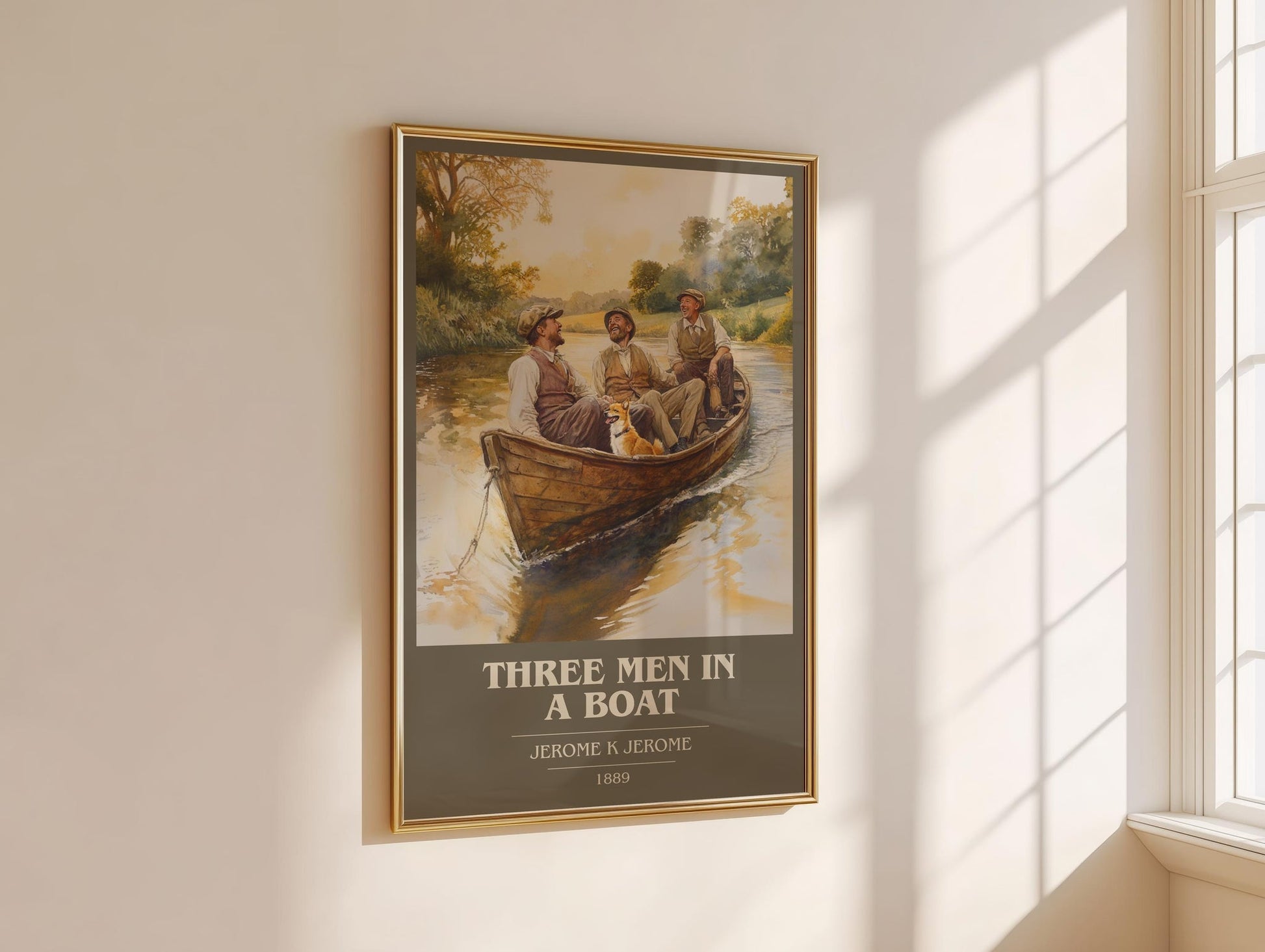 Three Men in a Boat book cover book poster framed on wall – classic literature wall art