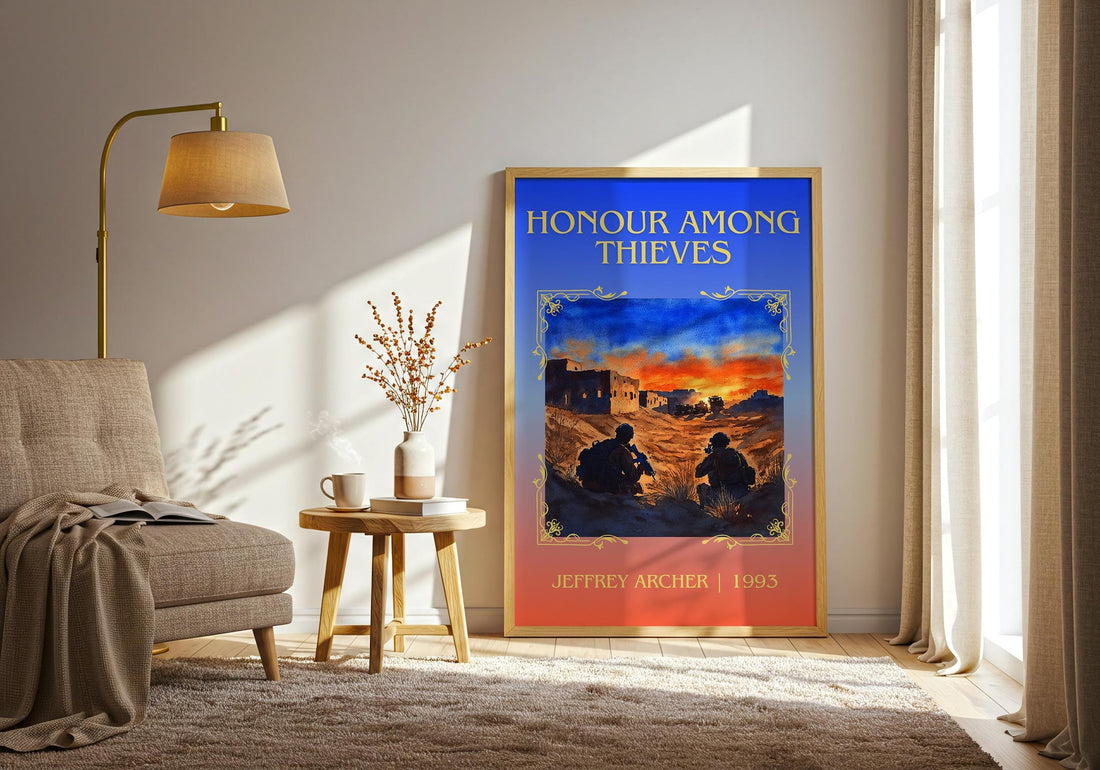 Honour Among Thieves classic book art print paper finish options – matte satin gloss (mockup)