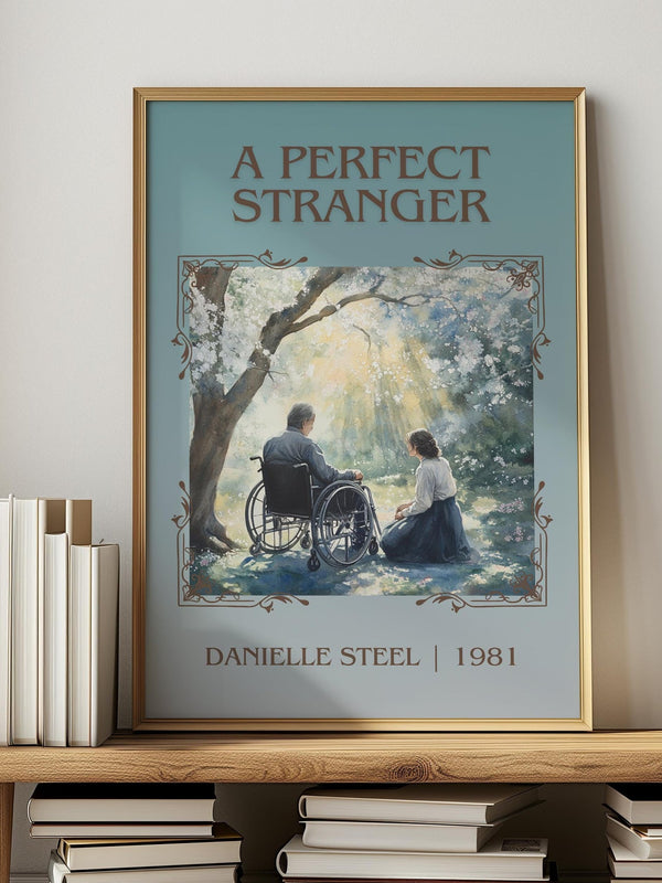 A Perfect Stranger classic book art print in frame leaning in hallway – romance wall art