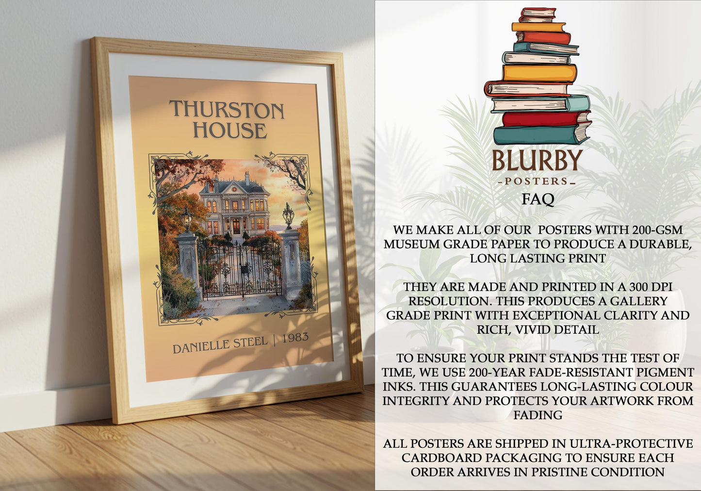 Thurston House by Danielle Steel | Descriptive Book Poster | Minimalist