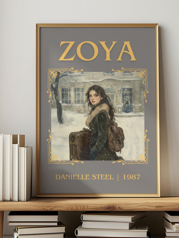 Zoya classic book art print in frame leaning in hallway – historical fiction wall art