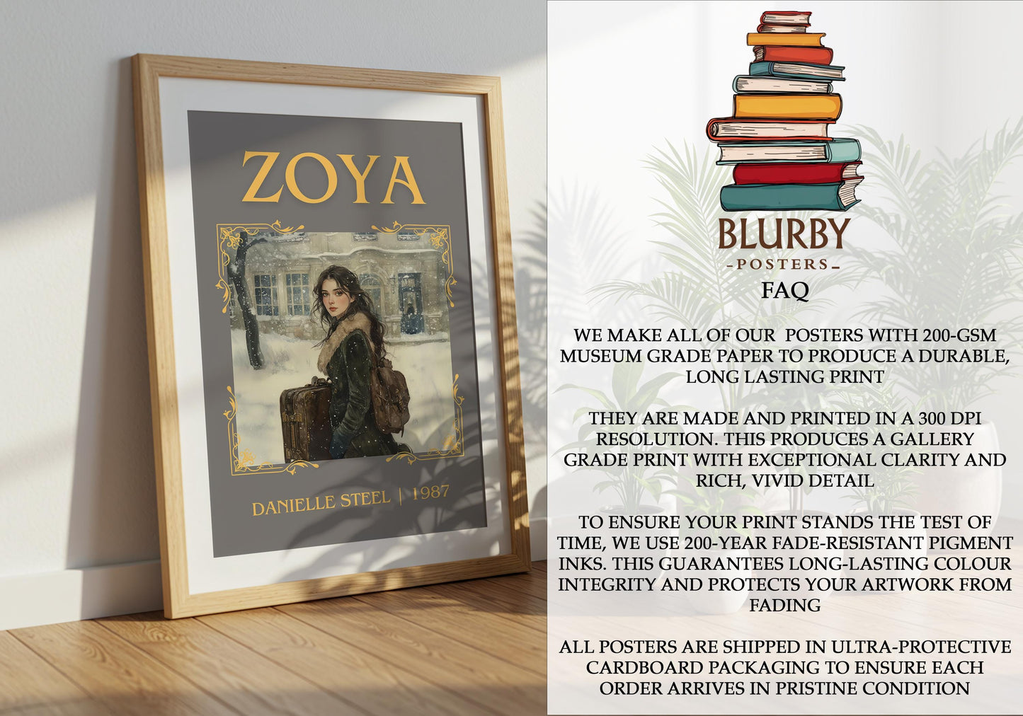 Zoya by Danielle Steel | Descriptive Book Poster | Minimalist