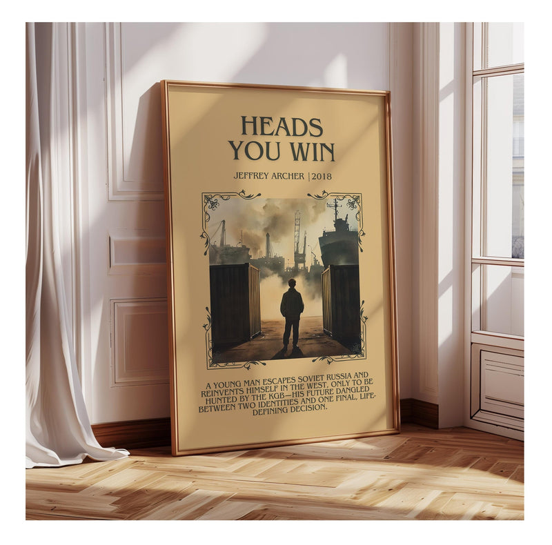 Heads You Win minimalist poster paper finish options – matte satin gloss