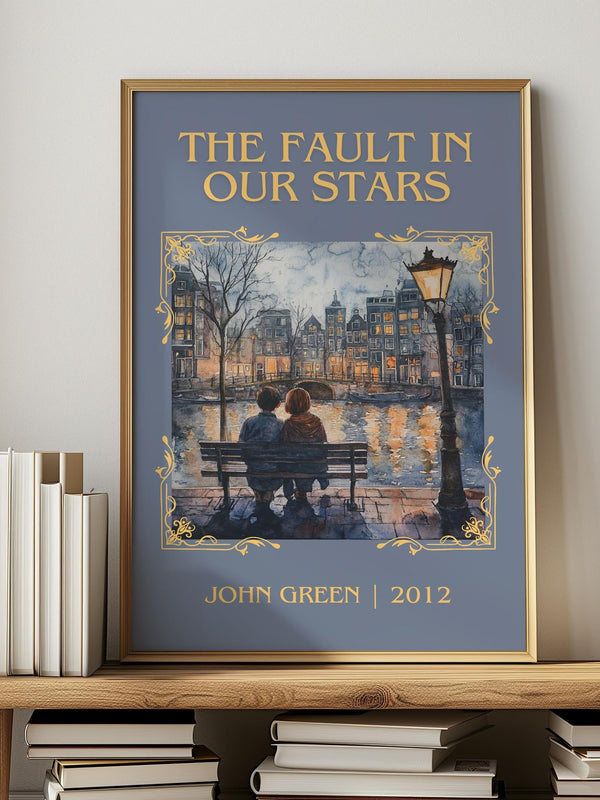 The Fault in Our Stars classic book art print in frame leaning in hallway – young adult wall art