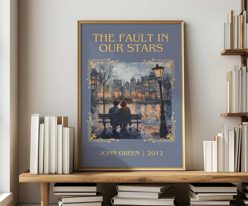 The Fault in Our Stars classic book art print in frame leaning in hallway – young adult wall art