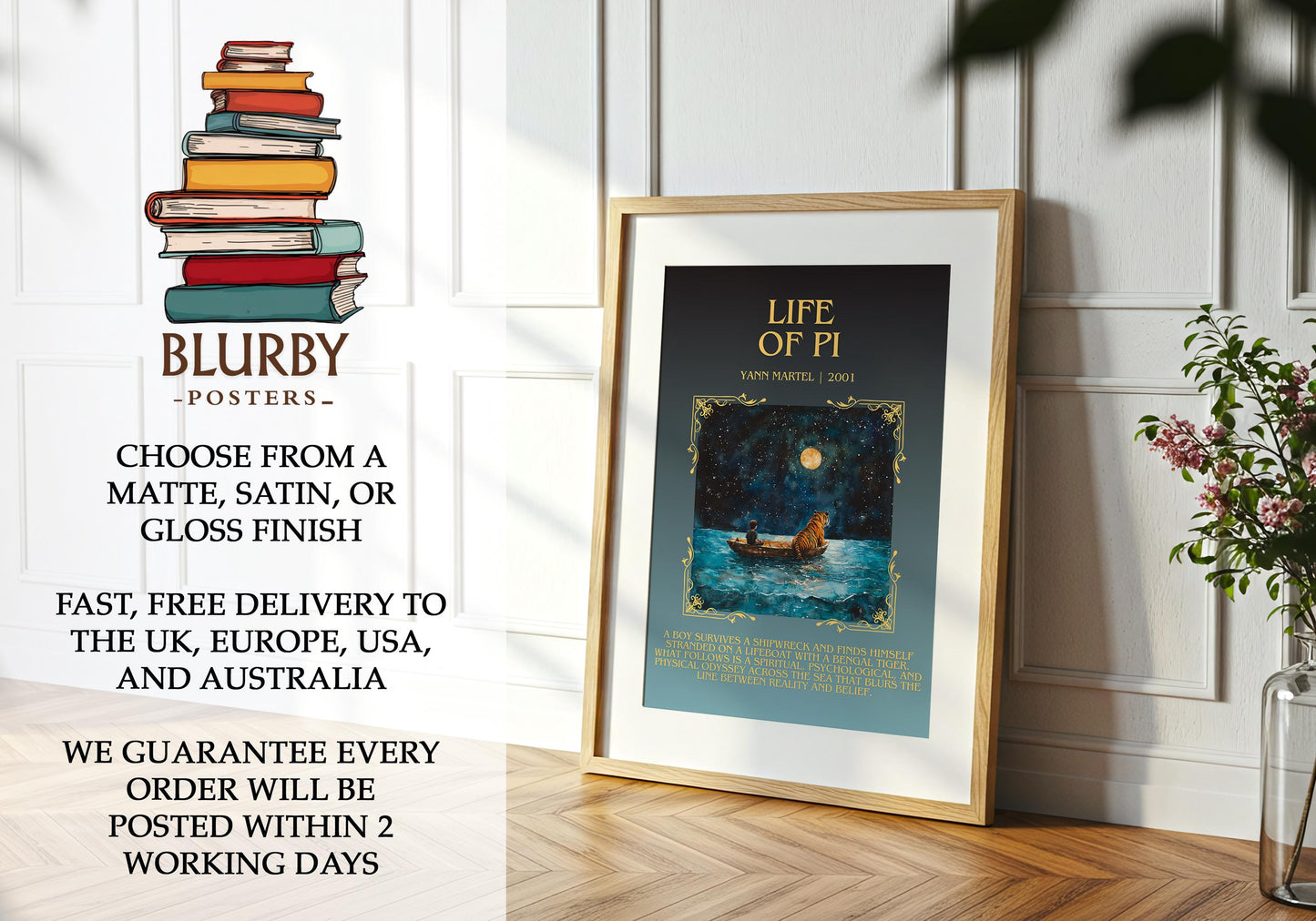 Life Of Pi by Yann Martell | Descriptive Book Poster | Blurby