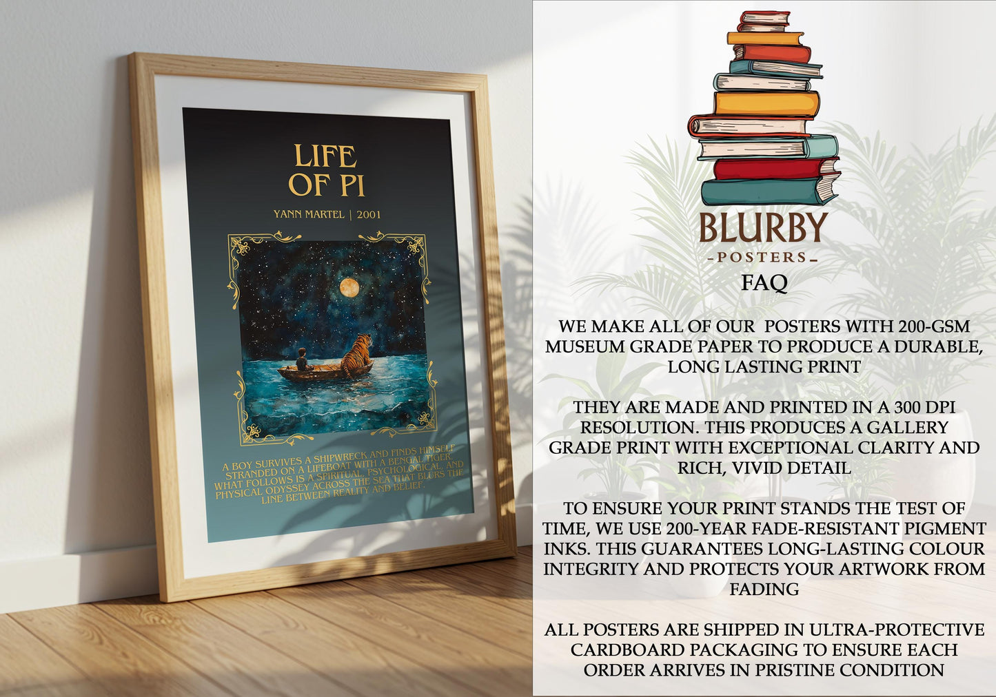 Life Of Pi by Yann Martell | Descriptive Book Poster | Blurby