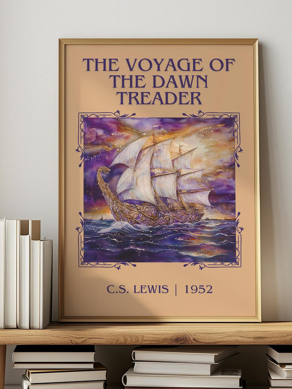 The Voyage of the Dawn Treader classic book art print in frame leaning in hallway – childrens wall art