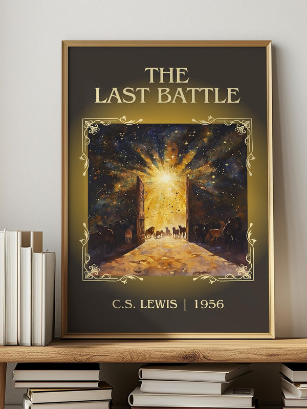 The Last Battle classic book art print in frame leaning in hallway – childrens wall art