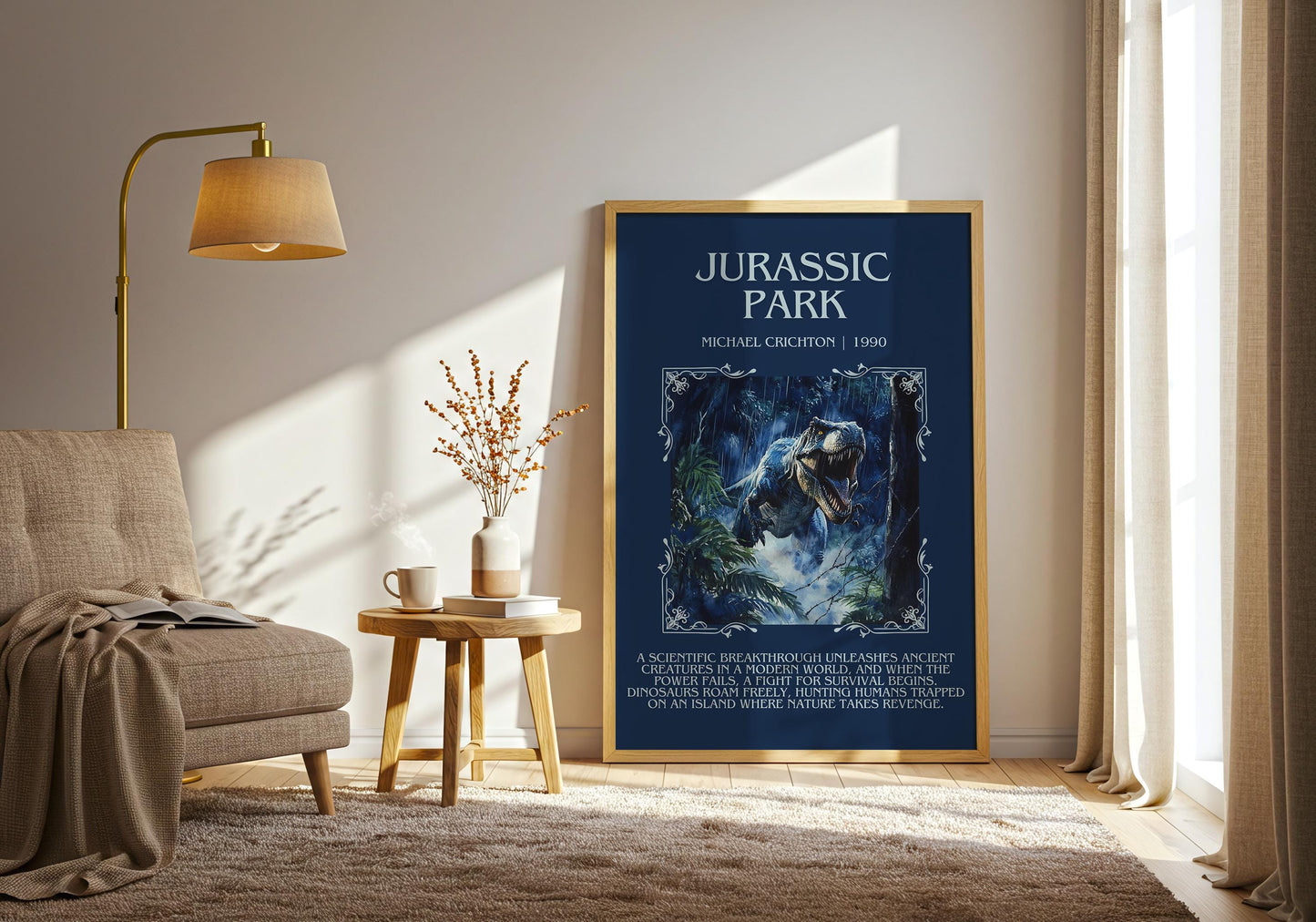 Jurassic Park by Michael Crichton | Descriptive Book Poster | Blurby