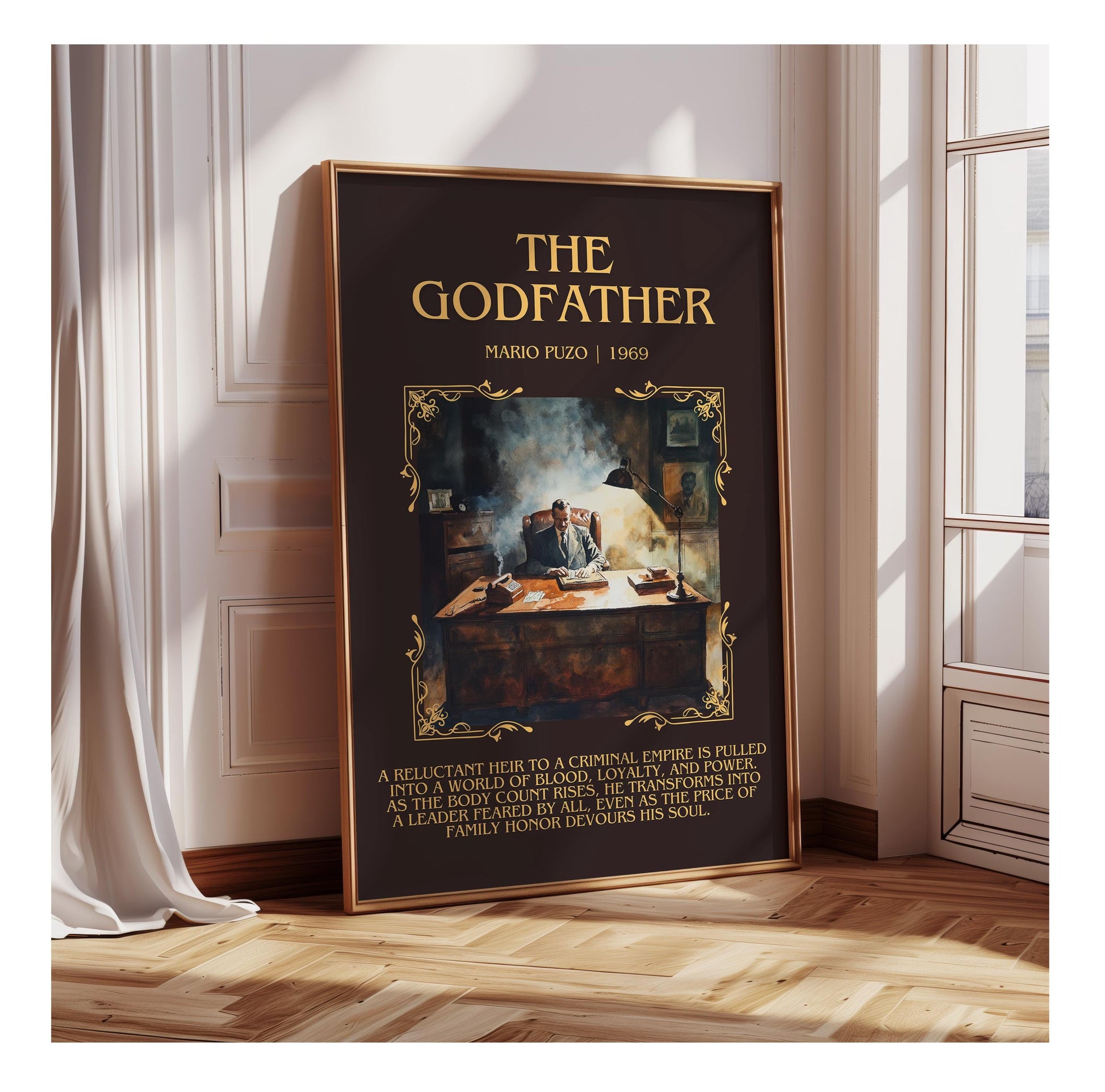 The Godfather by Mario Puzo | Descriptive Book Poster | Blurby
