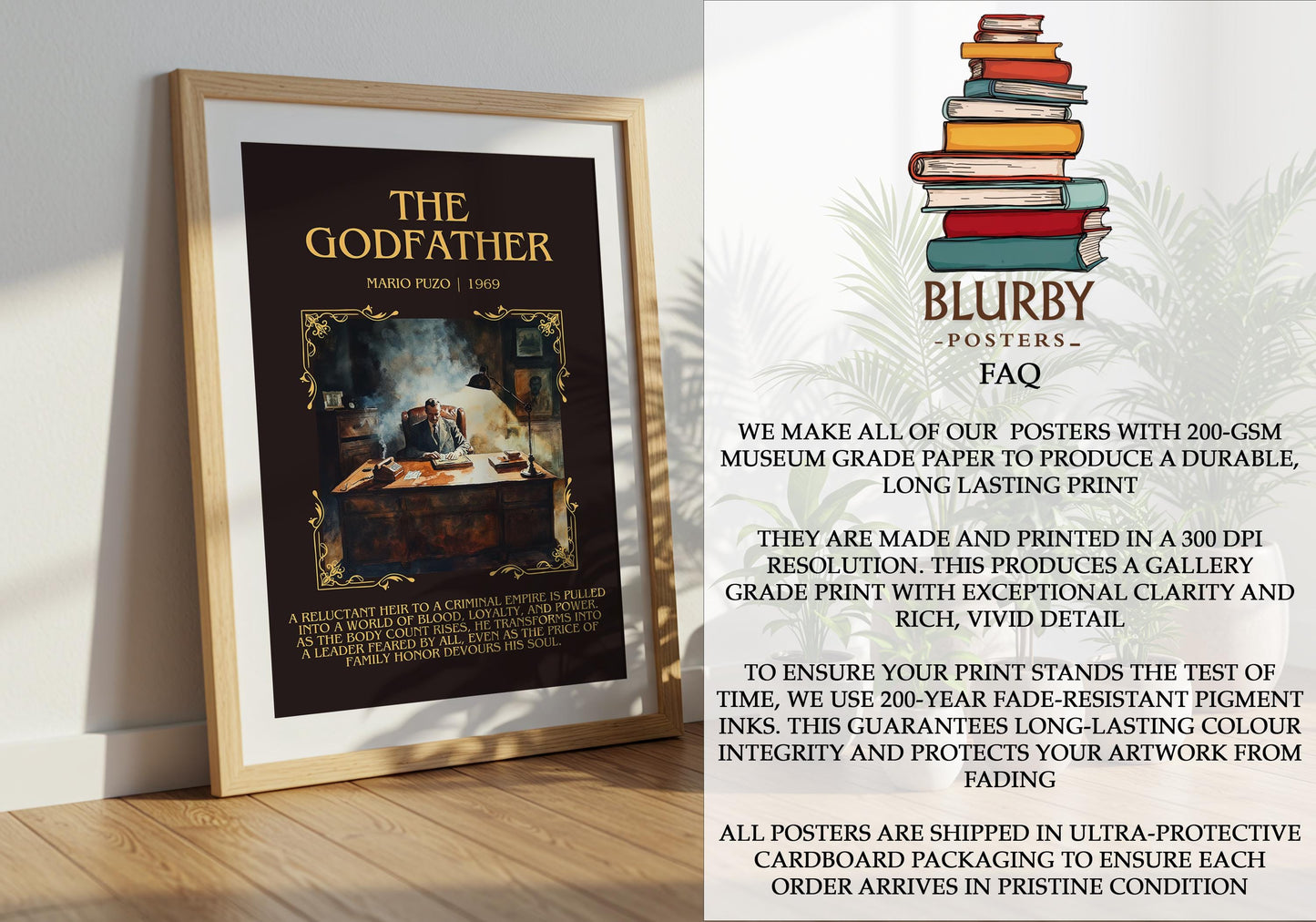 The Godfather by Mario Puzo | Descriptive Book Poster | Blurby
