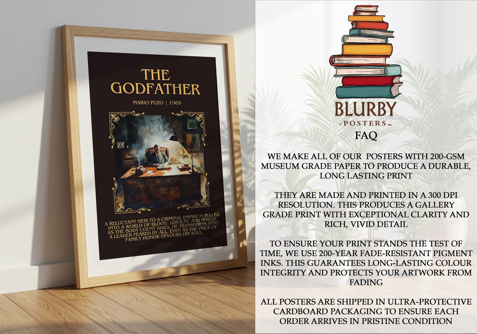 The Godfather by Mario Puzo | Descriptive Book Poster | Blurby